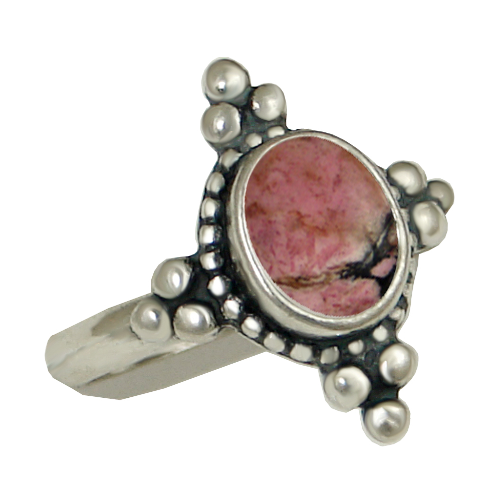 Sterling Silver Gemstone Ring With Rhodonite Size 10